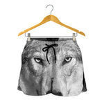 Monochrome Wolf Print Women's Shorts