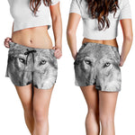 Monochrome Wolf Print Women's Shorts