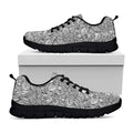 Monochrome Zentangle Pattern Print Black Running Shoes