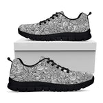 Monochrome Zentangle Pattern Print Black Sneakers