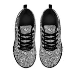 Monochrome Zentangle Pattern Print Black Sneakers