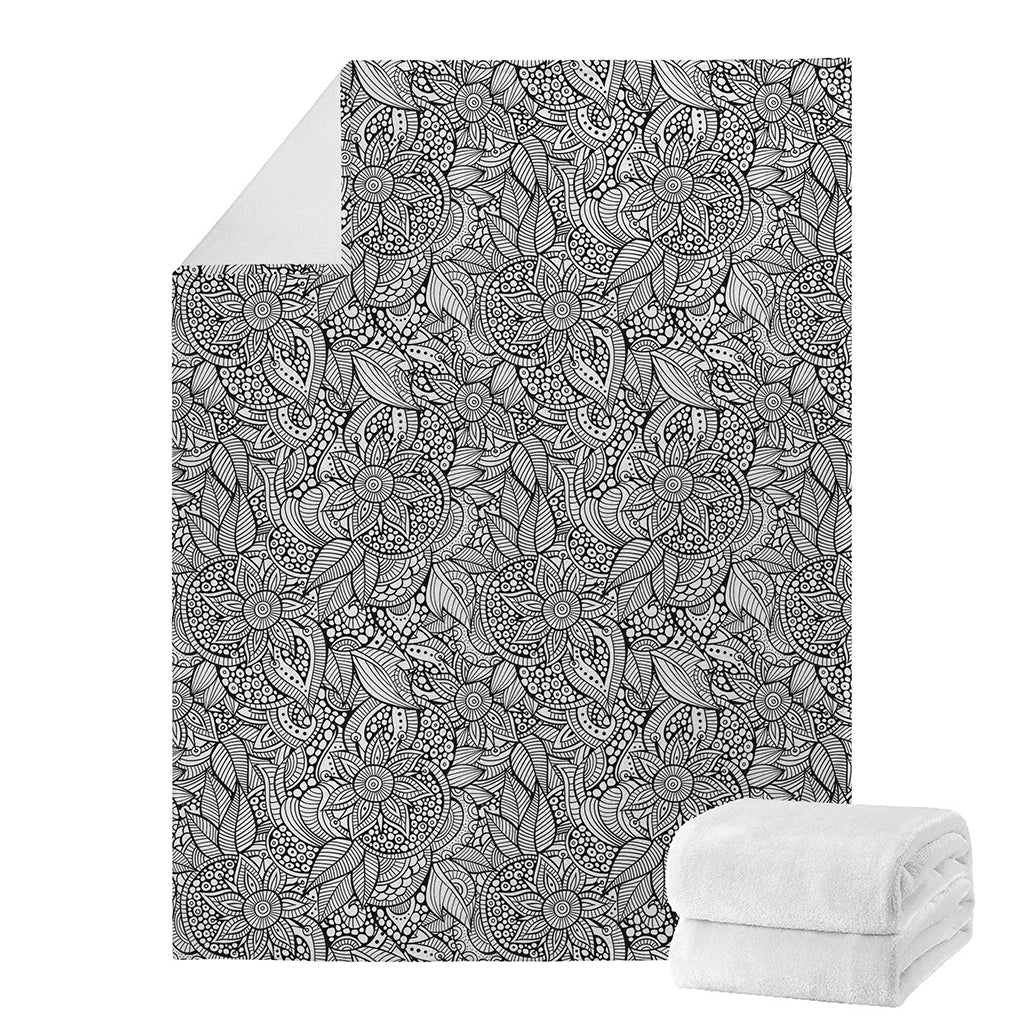 Monochrome Zentangle Pattern Print Blanket