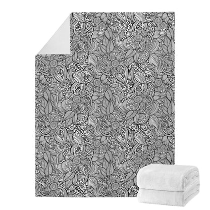 Monochrome Zentangle Pattern Print Blanket