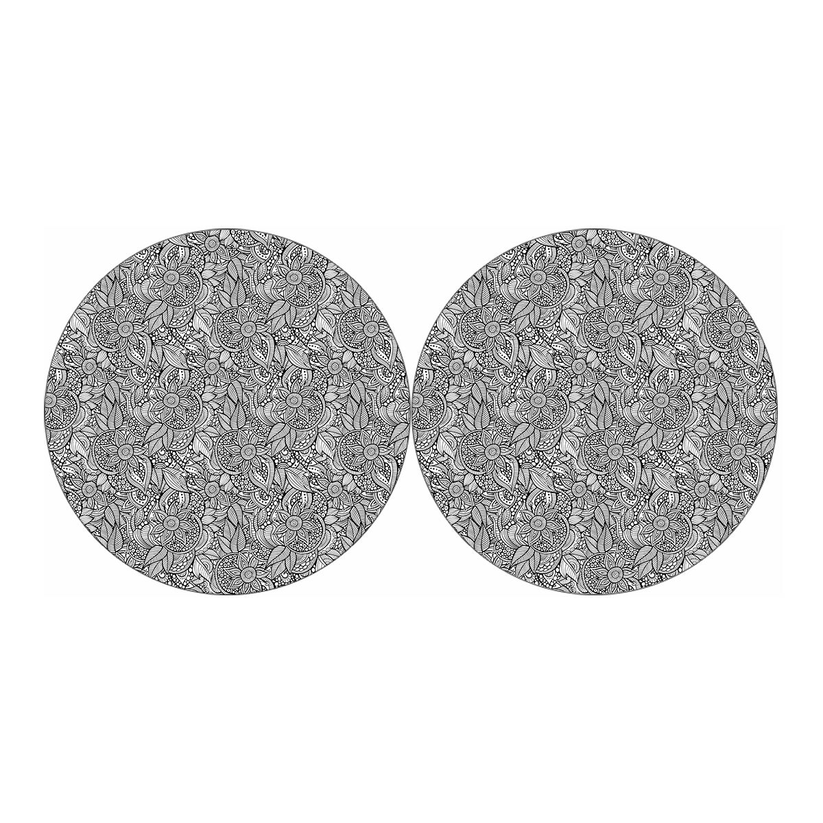 Monochrome Zentangle Pattern Print Car Coasters
