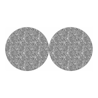 Monochrome Zentangle Pattern Print Car Coasters