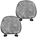 Monochrome Zentangle Pattern Print Car Headrest Covers