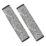 Monochrome Zentangle Pattern Print Car Seat Belt Covers
