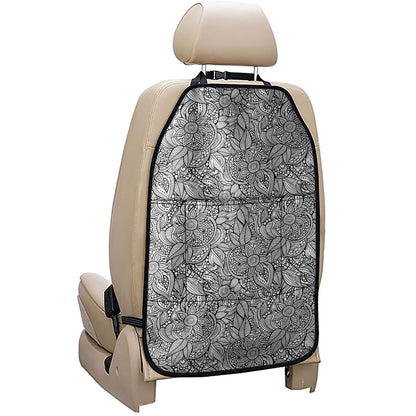 Monochrome Zentangle Pattern Print Car Seat Organizers