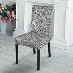 Monochrome Zentangle Pattern Print Dining Chair Slipcover