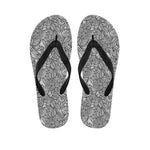 Monochrome Zentangle Pattern Print Flip Flops