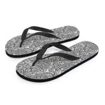 Monochrome Zentangle Pattern Print Flip Flops