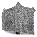 Monochrome Zentangle Pattern Print Hooded Blanket