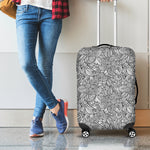 Monochrome Zentangle Pattern Print Luggage Cover