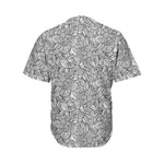 Monochrome Zentangle Pattern Print Men's Baseball Jersey