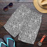 Monochrome Zentangle Pattern Print Men's Shorts