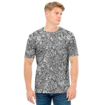 Monochrome Zentangle Pattern Print Men's T-Shirt