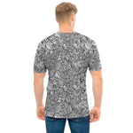 Monochrome Zentangle Pattern Print Men's T-Shirt
