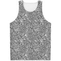 Monochrome Zentangle Pattern Print Men's Tank Top