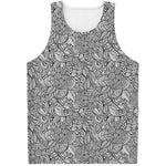 Monochrome Zentangle Pattern Print Men's Tank Top