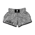 Monochrome Zentangle Pattern Print Muay Thai Boxing Shorts