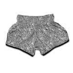 Monochrome Zentangle Pattern Print Muay Thai Boxing Shorts