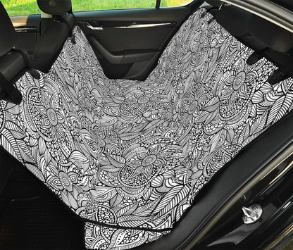 Monochrome Zentangle Pattern Print Pet Car Back Seat Cover