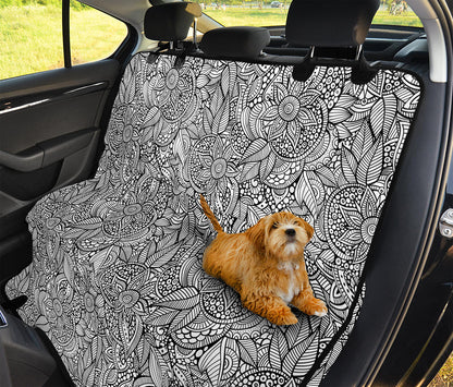 Monochrome Zentangle Pattern Print Pet Car Back Seat Cover