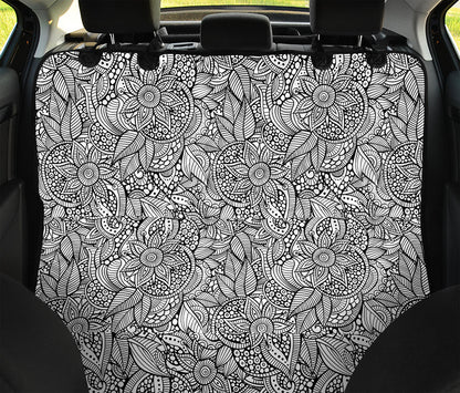 Monochrome Zentangle Pattern Print Pet Car Back Seat Cover