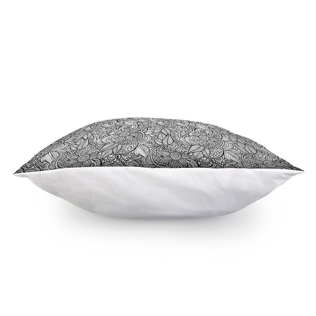 Monochrome Zentangle Pattern Print Pillow Cover
