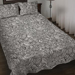 Monochrome Zentangle Pattern Print Quilt Bed Set