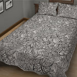 Monochrome Zentangle Pattern Print Quilt Bed Set