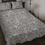 Monochrome Zentangle Pattern Print Quilt Bed Set
