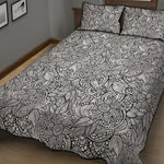 Monochrome Zentangle Pattern Print Quilt Bed Set