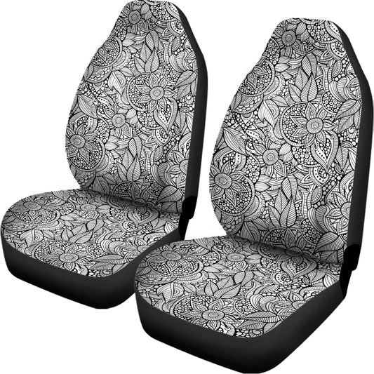 Monochrome Zentangle Pattern Print Universal Fit Car Seat Covers