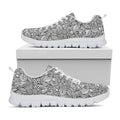 Monochrome Zentangle Pattern Print White Running Shoes