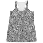 Monochrome Zentangle Pattern Print Women's Racerback Tank Top