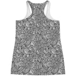 Monochrome Zentangle Pattern Print Women's Racerback Tank Top