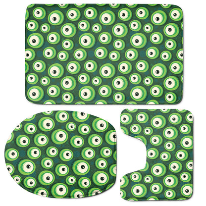 Monster Eyes Pattern Print 3 Piece Bath Mat Set