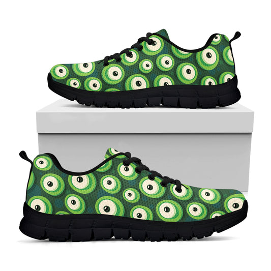 Monster Eyes Pattern Print Black Sneakers