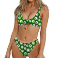 Monster Eyes Pattern Print Front Bow Tie Bikini