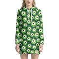 Monster Eyes Pattern Print Pullover Hoodie Dress