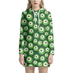 Monster Eyes Pattern Print Hoodie Dress