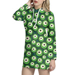 Monster Eyes Pattern Print Hoodie Dress