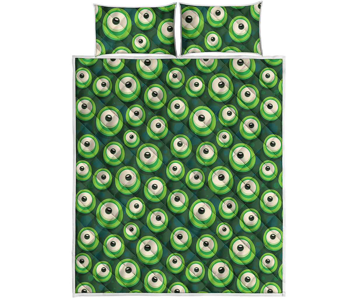 Monster Eyes Pattern Print Quilt Bed Set