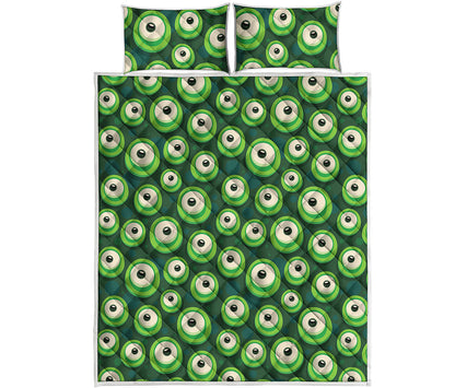 Monster Eyes Pattern Print Quilt Bed Set