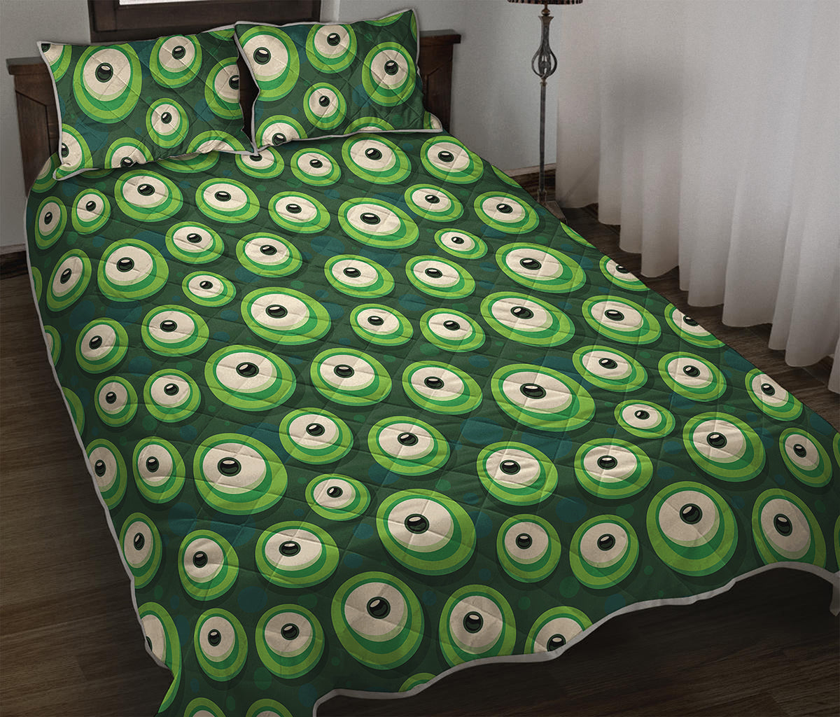 Monster Eyes Pattern Print Quilt Bed Set