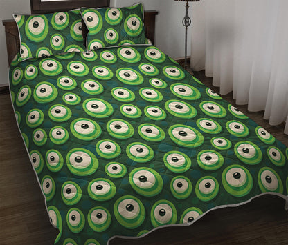 Monster Eyes Pattern Print Quilt Bed Set