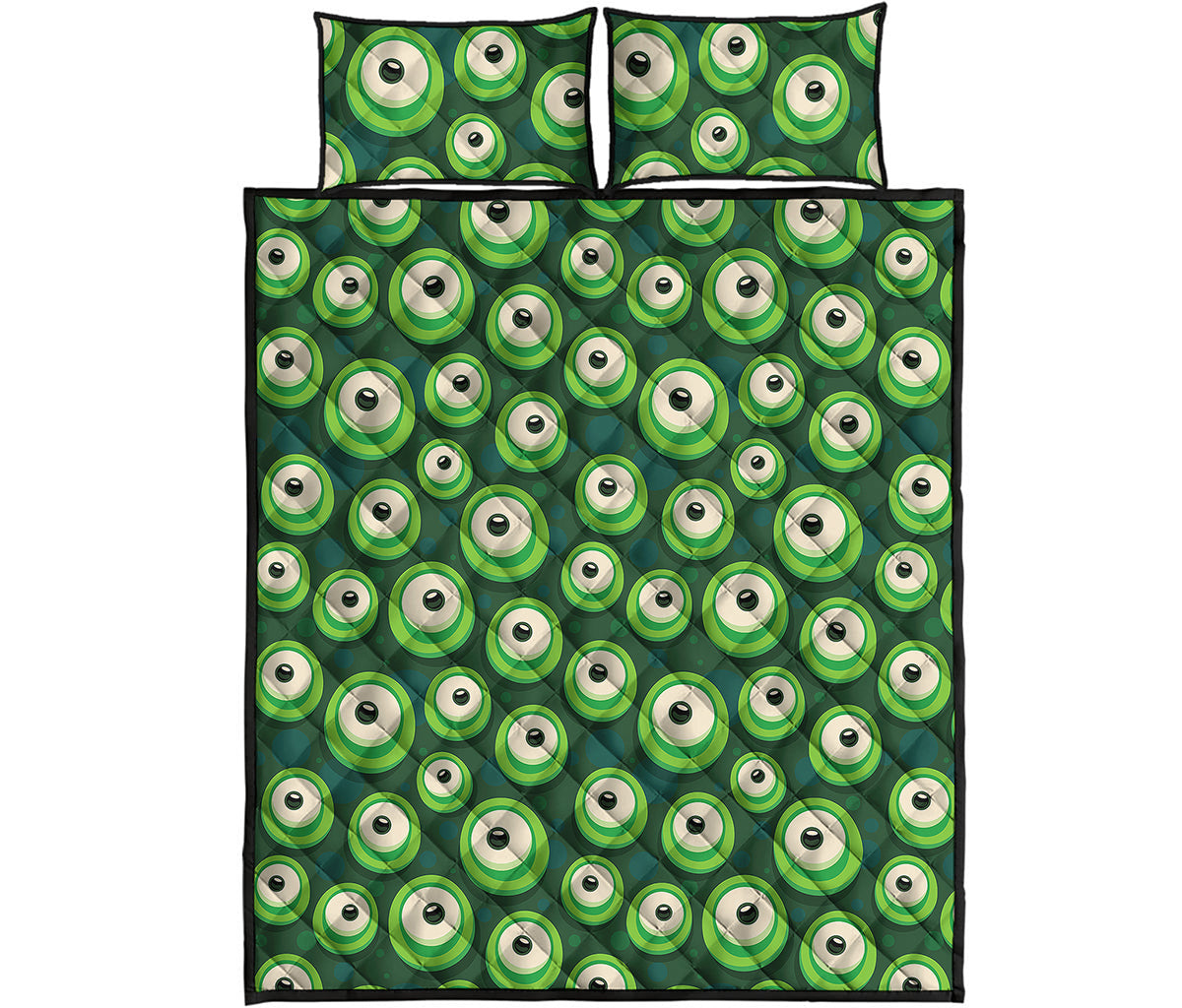Monster Eyes Pattern Print Quilt Bed Set