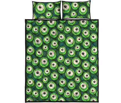 Monster Eyes Pattern Print Quilt Bed Set