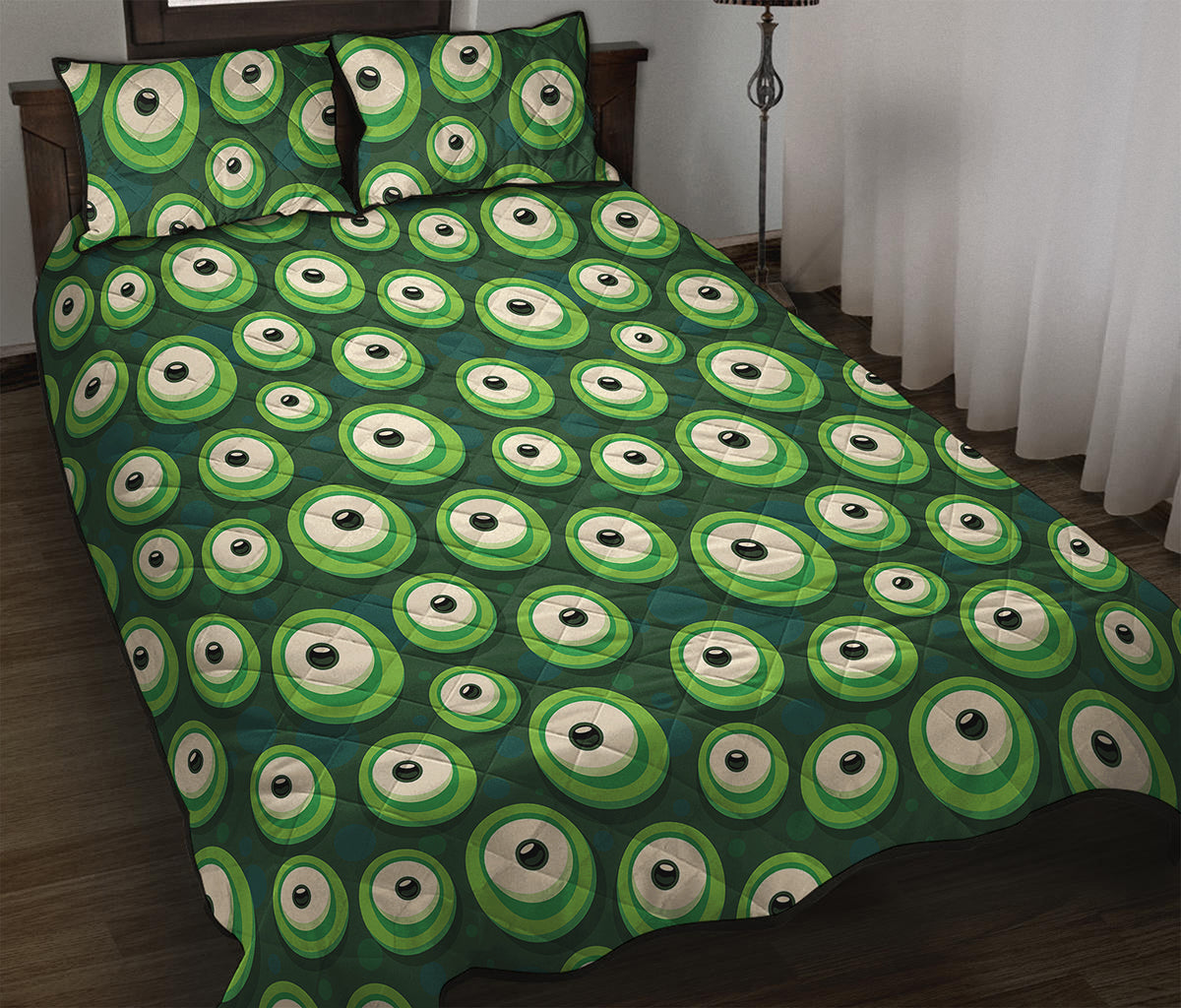 Monster Eyes Pattern Print Quilt Bed Set